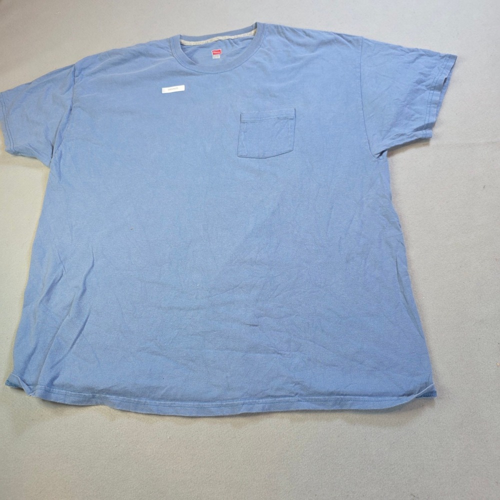 Hanes Mens Pocket T-Shirt XL Light Blue Short Sleeve Crew Neck Tee